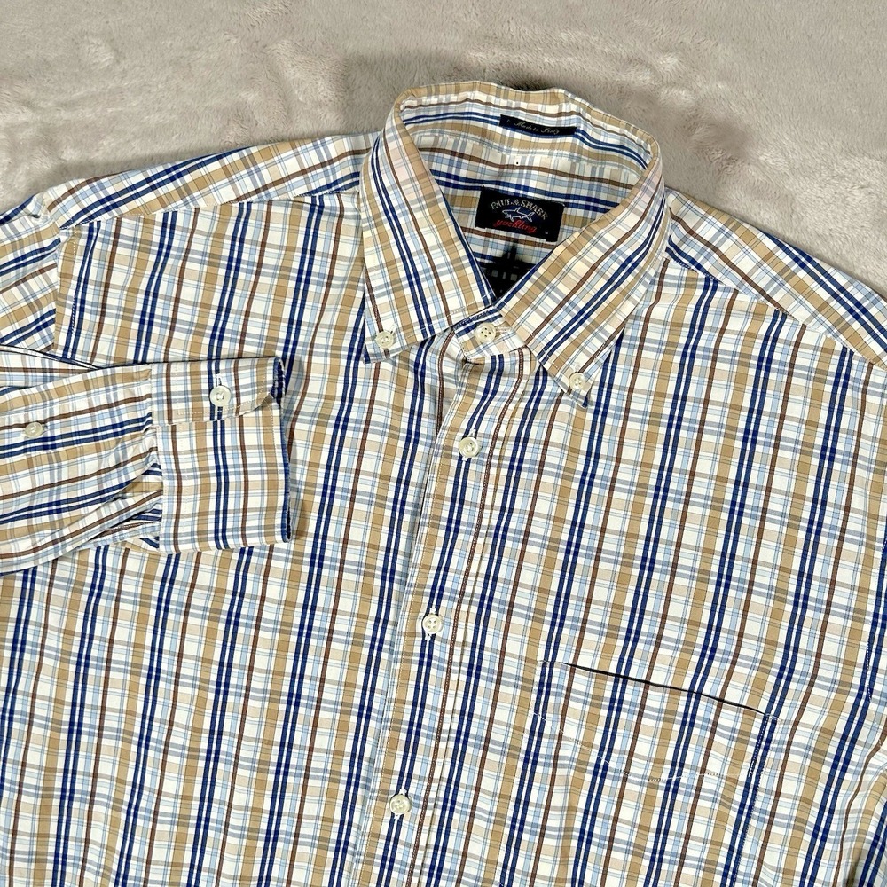Paul & Shark Yachting Shirt Mens M Multi Plaid Long Sleeve Preppy Made Italy EUC